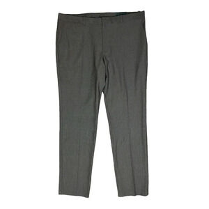 Perry Ellis Very Slim Fit Stretch Houndstooth Dress Pant 34x32 Gray Straight Leg